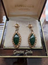 Antique Filigree Green Stone Solitaire Ring with Floral Shoulder Detail — listing 3