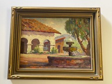 Original Oil Painting of California Spanish Mission with Bell Tower, Framed — listing 3