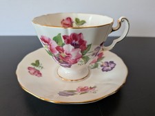 Adderley Bone China Yellow Ground Teacup & Saucer with Pink Rose — listing 6