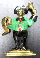 Vintage Figural Bellhop / Marching Band Boy Enamel Brooch with Moonglow Cabochon Head — listing 2