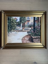Signed Limited Edition Watercolor Print of Mediterranean Village Archway, Blue Framed — listing 3