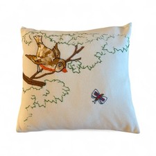 Embroidered Butterfly Throw Pillow with French Script Tapestry Fabric Yes - Pier 1 / Pottery Barn / other bran — listing 6