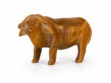 Hand-Carved Wooden African Cape Buffalo Bookends, Pair, Brown, 5" x 6.5"