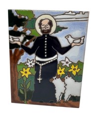 Creazioni Luciano St. Francis of Assisi Hand-Painted Ceramic Art Tile, 8" x 4", Salerno Italy — listing 4