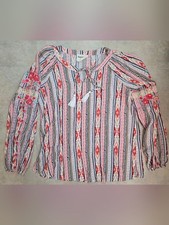 Savanna Jane Boho Embroidered V-Neck Peasant Blouse, Size L — listing 6