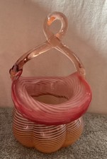 Hand-Blown Amber/Orange Art Glass Vase with Ribbed Optic Body — listing 2