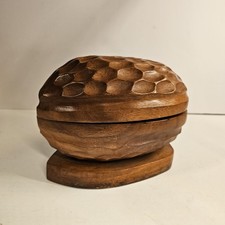 Vintage Turned Wood Nut Bowl Set with Covered Center Well and Lidded Cracker Bowl — listing 4