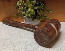 Vintage Turned Wood Barrel-Head Mallet / Gavel — listing 5