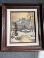 Original Winter Landscape Oil Painting on Canvas, Signed W. Newman, in Carved Gilt-Wood Frame — listing 2