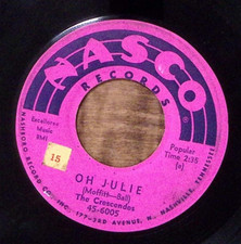 The Crescendos "Oh Julie" / "My Little Girl" 45 RPM 7" Single on Nasco Records (45-6005) — listing 3