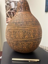 Peruvian Carved & Pyrographed Gourd (Mate Burilado) with Figural Human Face — listing 2