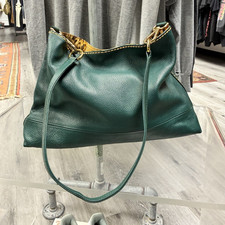 Plinio Visona Tan Leather Slouchy Shoulder Bag with Decorative Bead Tassel
