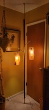 Mid-Century Modern Tension Pole Floor Lamp with Lucite Shades, Brass & Walnut — listing 6