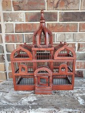 Vintage Victorian Style Painted Metal Domed Bird Cage with Faux Bird & Floral Decor — listing 4
