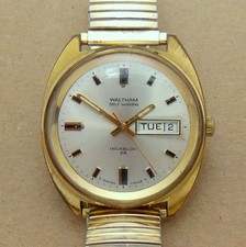 Vintage 1970s Waltham 17 Jewels Incabloc Day-Date Men's Watch, Swiss Made, Cushion Case with Speidel Expansion Band — listing 6