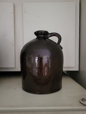 Antique Stoneware Whiskey Jug with Brown Albany Slip Glaze, Beehive Form — listing 2