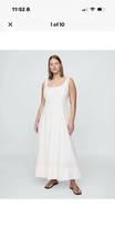 Gap White Textured Windowpane Smocked Bodice Maxi Sundress, Size 8 — listing 5