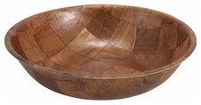 Carved Hardwood Salad Bowl Serving Set with Leaf-Motif Servers — listing 4