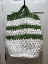 Handmade Crocheted Cotton Cord Tote Bag with Double Handles
