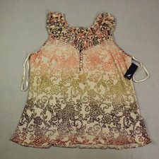 Nautica Jeans Pink Smocked Ruffle Short-Sleeve Blouse, Size L, NWT — listing 4