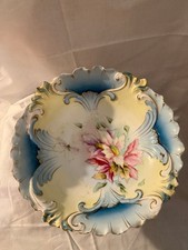 Hand-Painted Floral Porcelain Cabinet/Display Plate with Gilt Border — listing 3