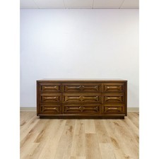 Mid-Century Modern 6-Drawer Double Dresser, Walnut Laminate with Boomerang Pulls — listing 3