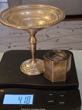 Vintage Weighted Sterling Silver Pedestal Compote / Candy Dish with Gadroon and Pierced Reticulated Rim — listing 2