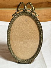 Set of 3 Ornate Italian Brass Rococo Frames with Silk Portrait Prints (Marie Antoinette Style) — listing 3