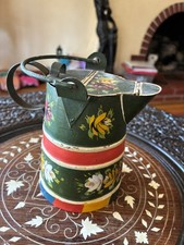 Hand-Painted Tole Metal Watering Can with Duckling and Tulip Folk Art Motif — listing 4