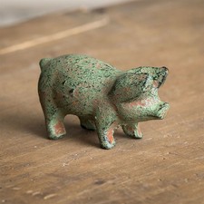Set of 3 Cast Iron Pig Figurines with Distressed Painted Finish — listing 3