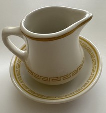 Homer Laughlin Greek Key Pattern Dinner Plate, Gold and Green Meander Border — listing 4