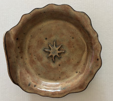 Studio Pottery Hand-Thrown Stoneware Pie Dish with Fluted Rim and Blue Brushwork — listing 6
