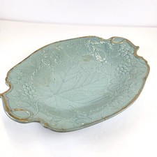 Antique Ironstone Serving Bowl with Fluted Rim and Purple Cyclamen Floral Transfer — listing 6