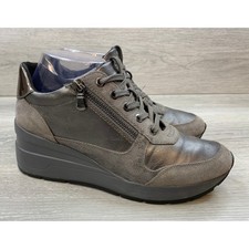 Geox Women's Suede High-Top Wedge Sneaker Boots in Olive/Khaki — listing 6