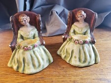 Vintage Chalkware Figurine of a Seated Elderly Woman in Bonnet and Shawl — listing 6