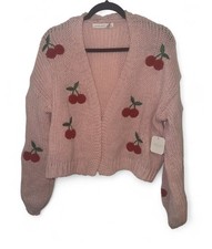 Altar'd State Cream Textured Knit Button-Front Cardigan