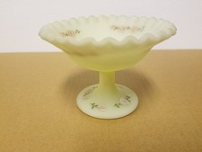 Fenton Custard Satin Uranium Glass Footed Compote, 5.5 inches — listing 2
