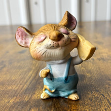 Handmade Ceramic Figural Mouse in Blue Overalls Bank / Figurine — listing 6