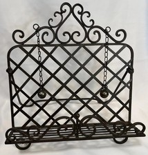 Wrought Iron Scrolled Lattice Cookbook / Recipe Book Stand with Chain Weights