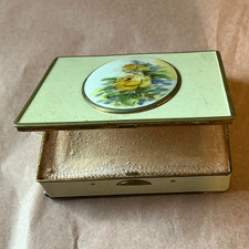 Vintage Gold Tone Powder Compact with Mirror and Puff A maker's name, listing 6