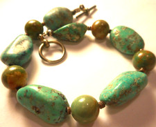 Sterling Silver Turquoise & Yellow Jasper Multi-Strand Beaded Bracelet — listing 3