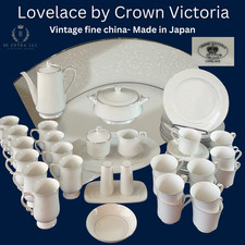 White Porcelain Dinnerware Set with Platinum Silver Trim, Service for 8+ (40+ pieces) — listing 4