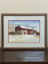 Original Winter Landscape Oil Painting on Canvas, Signed W. Newman, in Carved Gilt-Wood Frame — listing 5