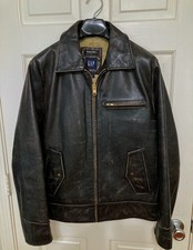 Vintage Distressed Brown Leather Bomber Flight Jacket with Patches