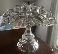 Antique EAPG Pressed Glass Individual Creamer with Hobstar and Fan Pattern