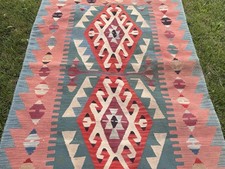 Vintage Turkish Kilim Flat-Weave Wool Area Rug, 71 x 101 inches, Geometric Anatolian Design — listing 6
