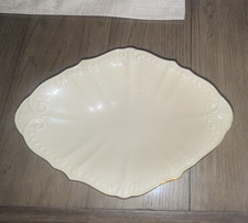 Lenox Ivory China Oval Dish with Basketweave Relief and Gold Trim