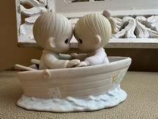 Precious Moments "I'd Row a Million Miles For You" Boy and Girl in Rowboat Porcelain Figurine — listing 4