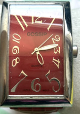 Gossip fashion band Quartz Ladies Watch Red Silicone Band Silver-Tone Cushion Case — listing 6