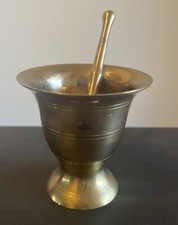 Antique Brass Apothecary Mortar and Pestle with Twin Side Handles — listing 5
